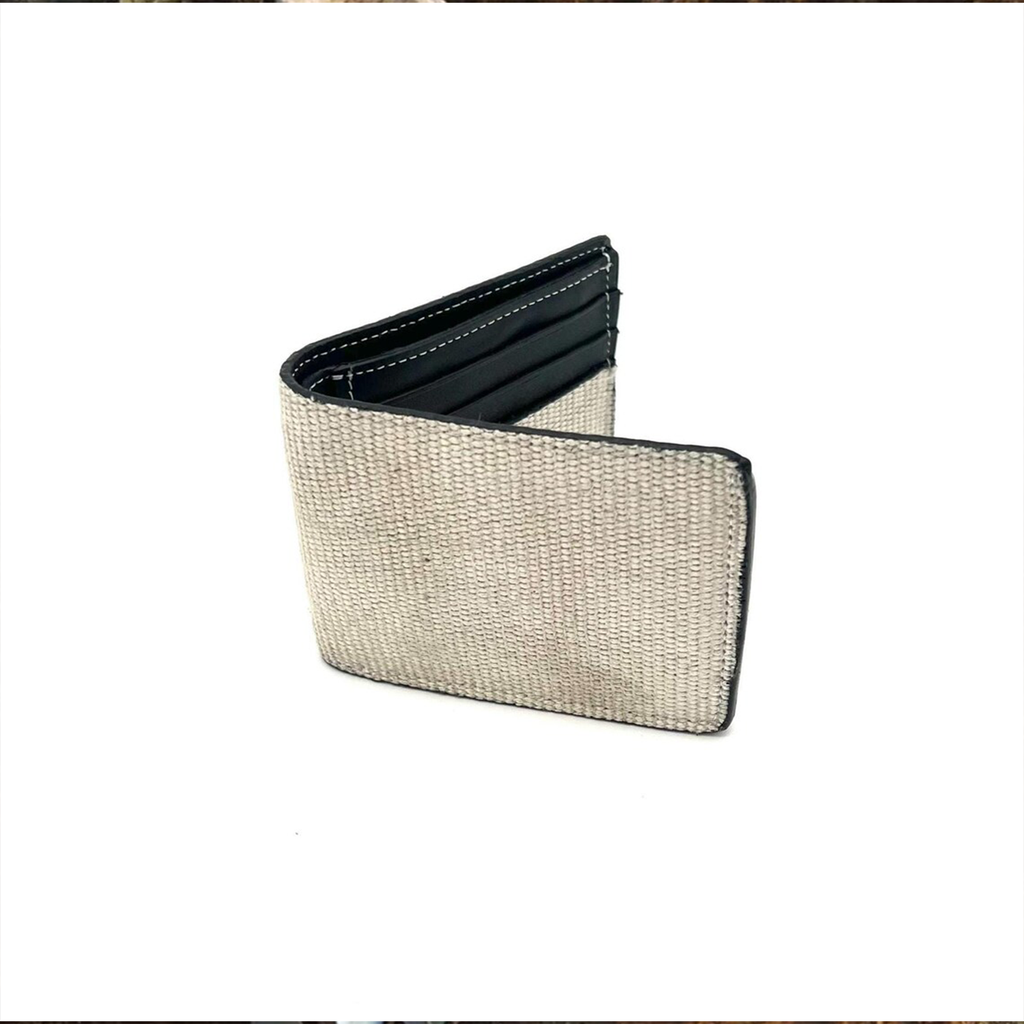 Neutral Woven Textured Bifold Card Wallet With Contrast Edge Stitching, Dual Side Layered Card Slot Compartments And Slim Foldable Pocket-Friendly Silhouette