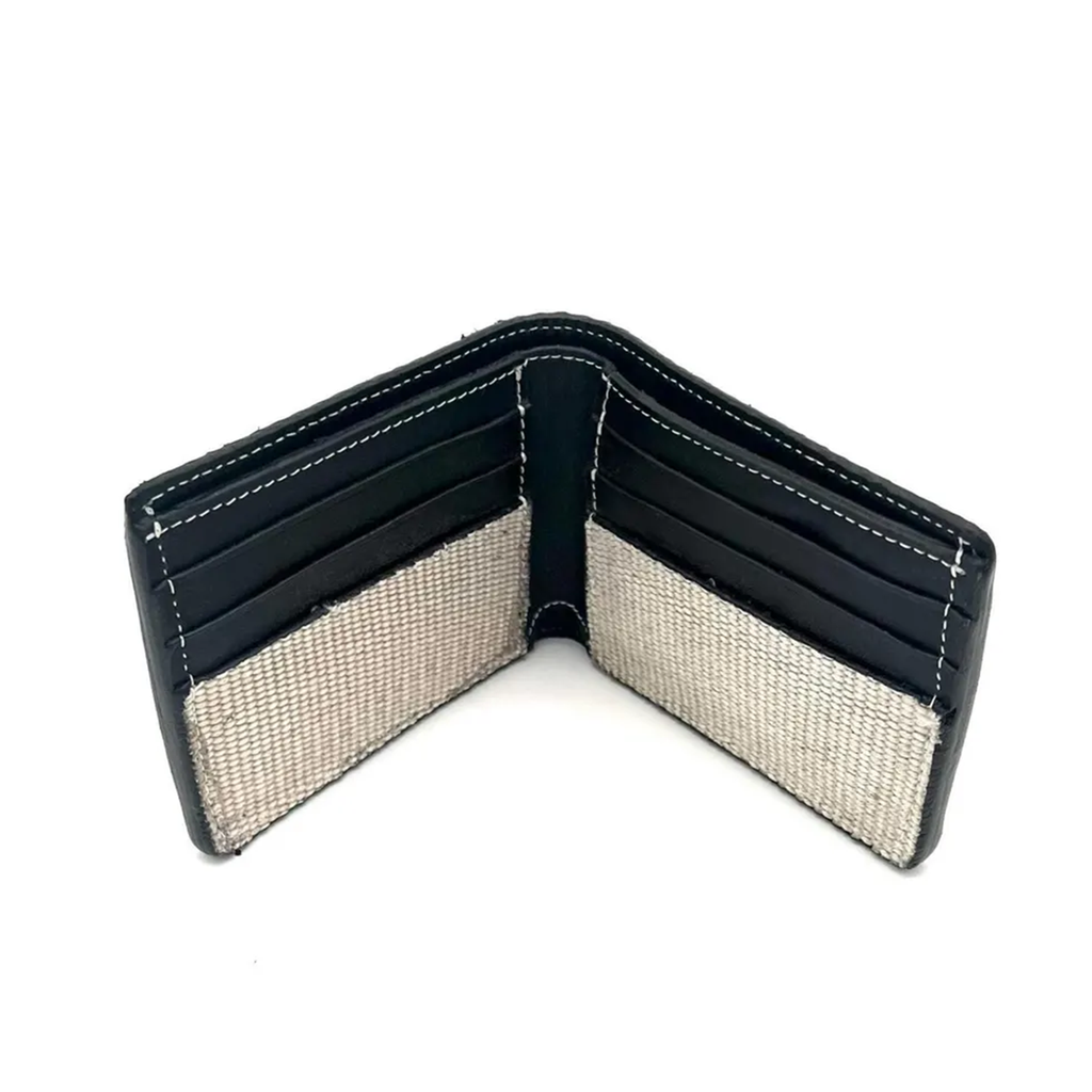Neutral Woven Textured Bifold Card Wallet With Contrast Edge Stitching, Dual Side Layered Card Slot Compartments And Slim Foldable Pocket-Friendly Silhouette