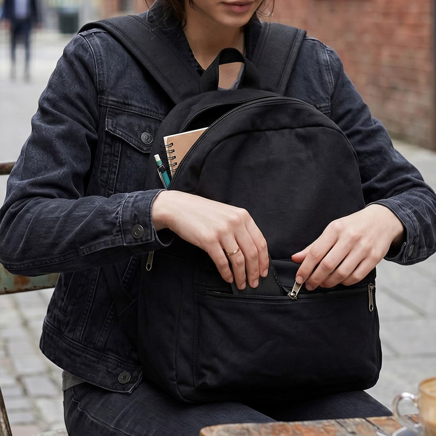 Solid Canvas Rounded Casual Backpack With Dual External Zip Compartments, Hidden Inner Security Pocket And Integrated Fabric Top Carry Loop