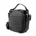 Black Padded Panel Tactical Multi-Wear Carry Pack With Industrial Buckle Fasteners, Detachable Mini Zipper Pouch And Convertible Hand/Shoulder/Back Wearing Hardware